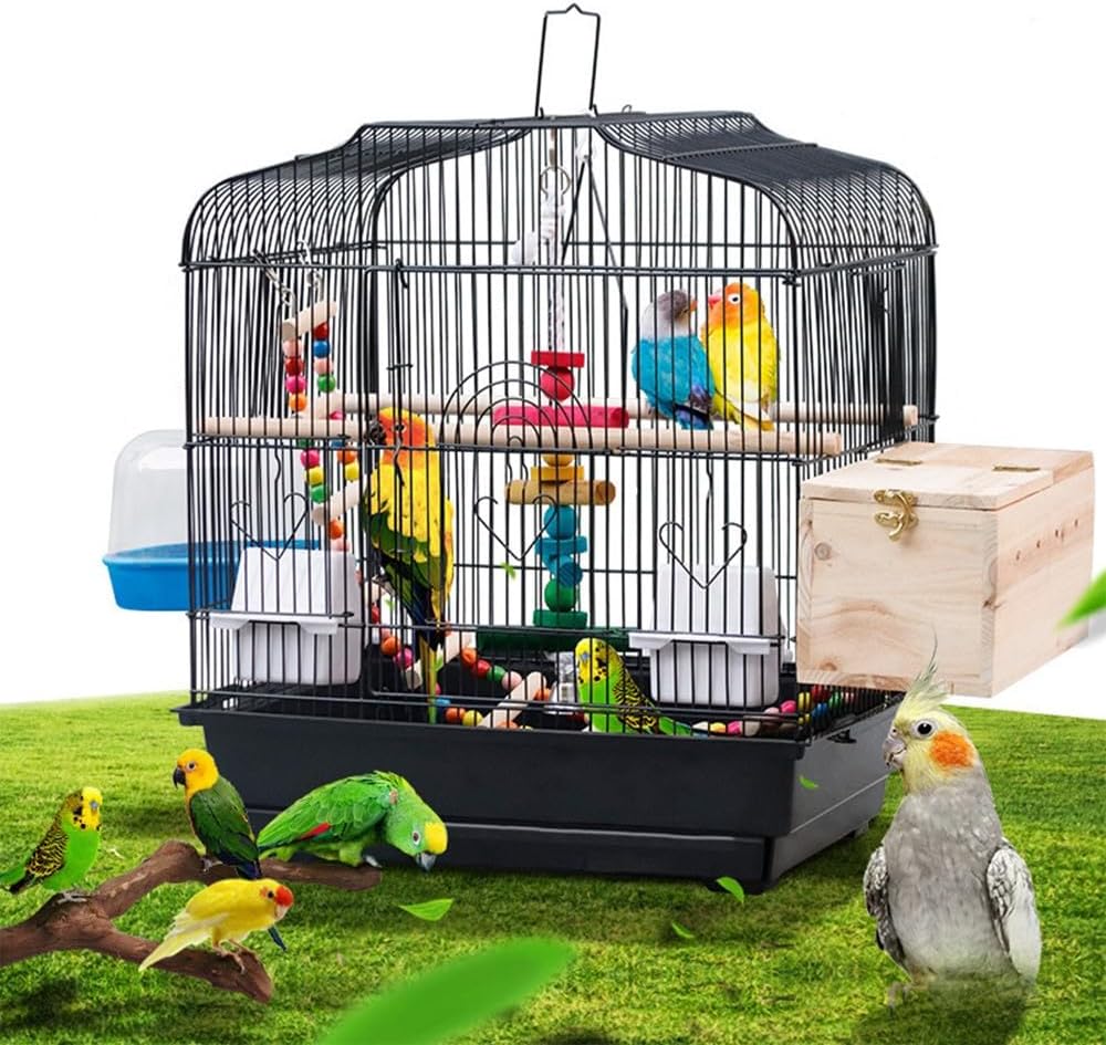 Travel Bird Cage 20.5×18.1×14.2in Portable Birdcage with Handle and Perches for Small Parrots