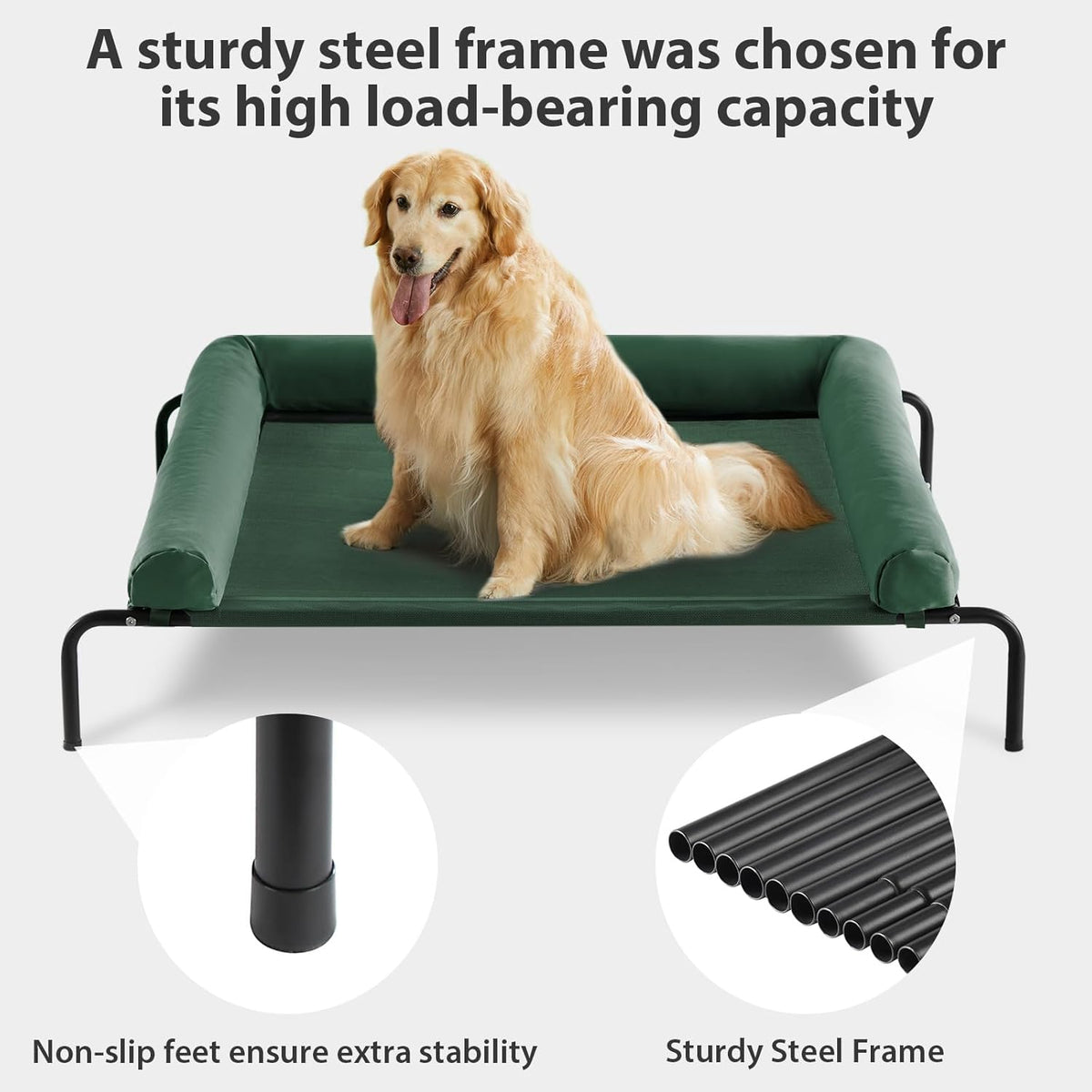 RRPETHOME Large Elevated Cooling Dog Bed, Raised Dog Cot Beds for Large Dogs, Elevated Outdoor Pet
