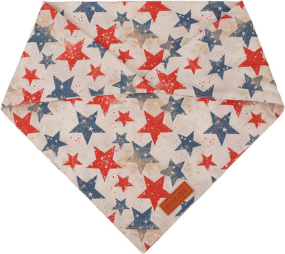 PTDECOR American Flag Dog Bandana Flag Stars Patterns, Patriotic Pet Scarf Reversible Triangle 4th