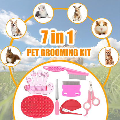 Rabbit Grooming Kit – Bunny Grooming Kit with Shedding Brush, Nail Clippers & Comb – Small Animal