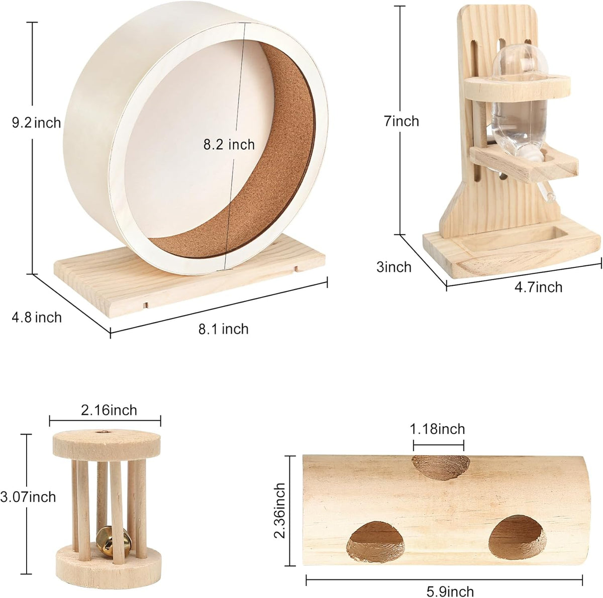 antiai 4 Pack Hamster Wheel Set,8.2Inch Medium Size Slience Quiet Spinner Hamster Running