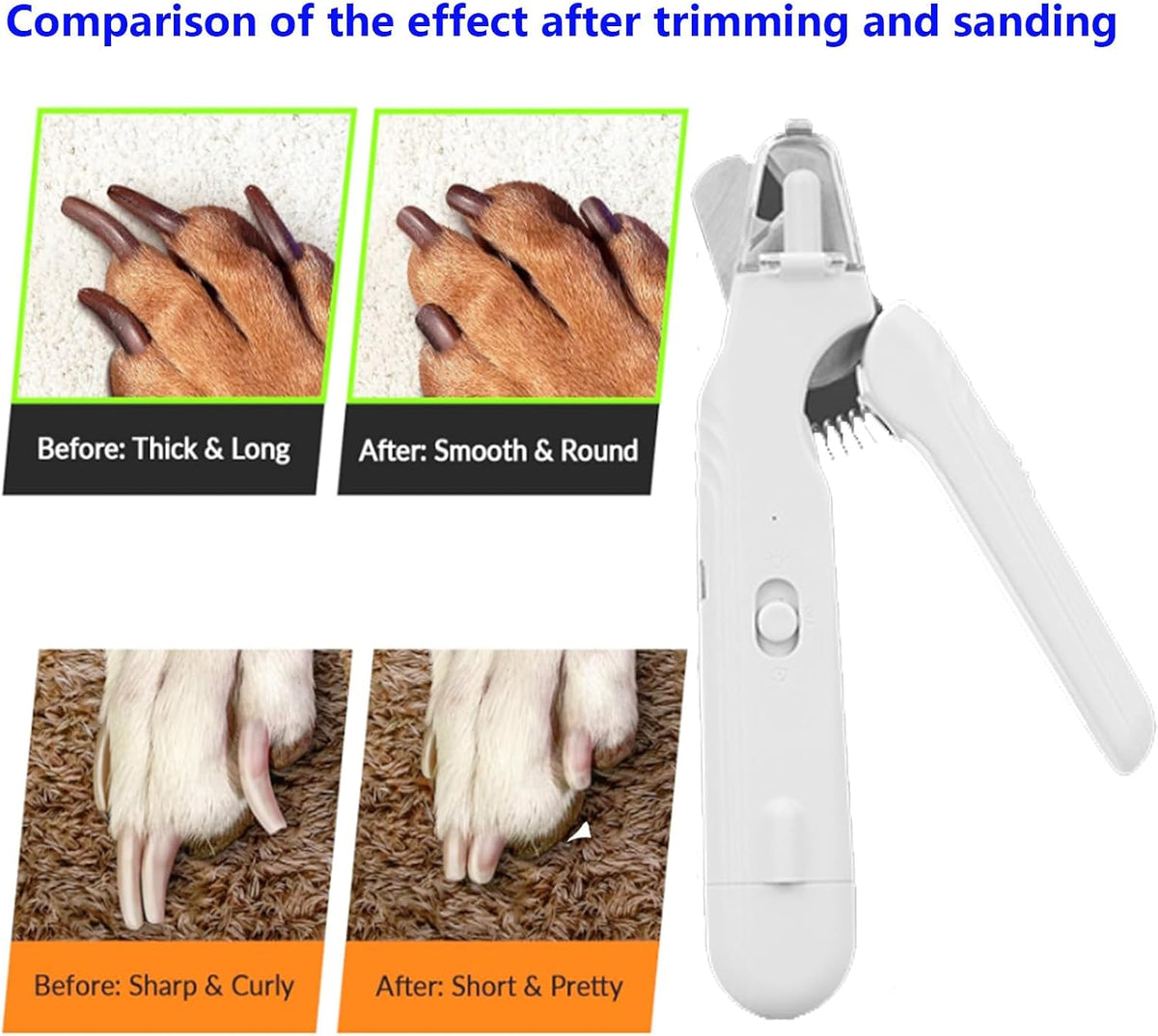 2 In 1 Pet Nail Clipper and Grinder, Professional Electric Rechargeable Pet Nail Fast Trimmer