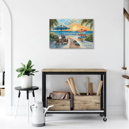 Beach Ocean Bathroom Pictures Wall Art, Seaside Coastal Bathroom Wall Decor, Sunrise Framed