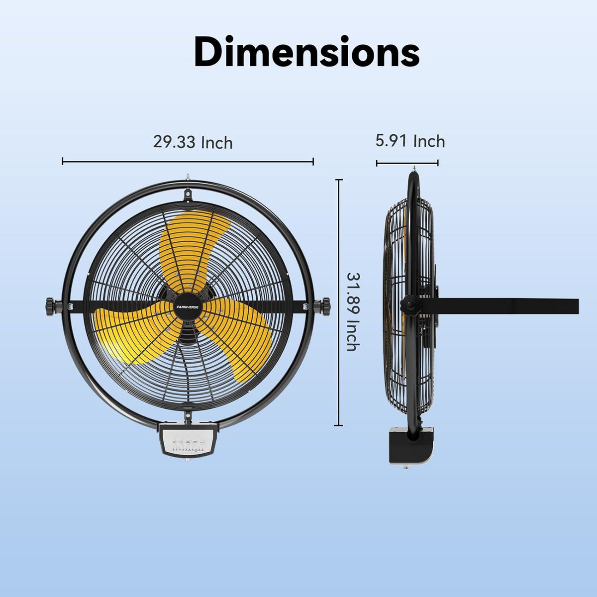 2PCS 20 Inch Wall Metal Fan Pro Remote Control, High Velocity Wall Mount Fans for Commercial