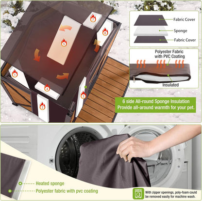 Dog House Outdoor Large Insulated Dog Kennel with Liner for Winter Waterproof Dog Cage for Small &