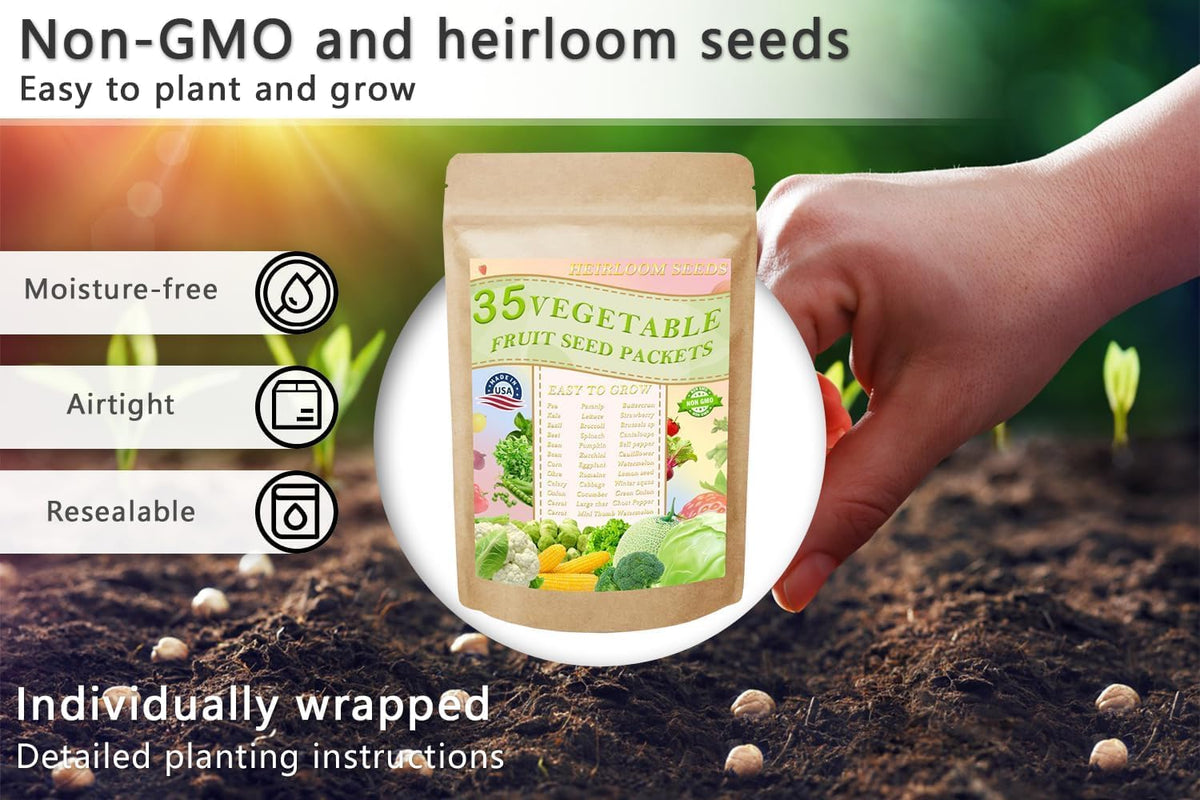 Vegetable Seeds Kit Fruit Seeds for Planting Non-GMO and Heirloom 35 Varieties Seeds for Planting