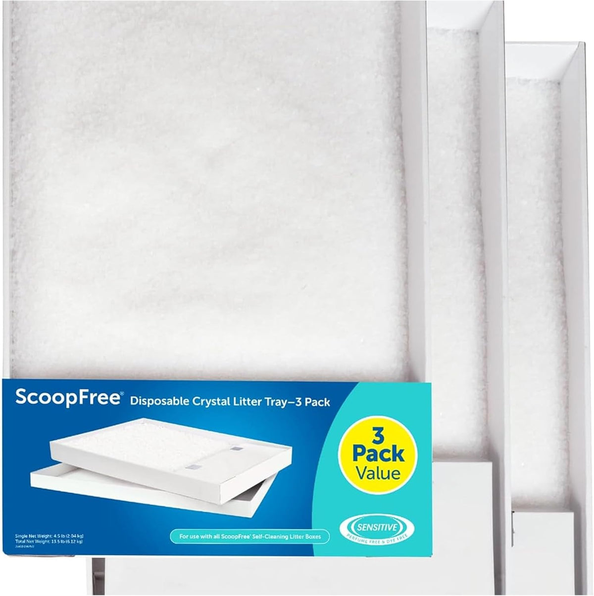 PetSafe ScoopFree Disposable Crystal Cat Litter Tray - Easy Cleaning Box - Refill Tray for Electric