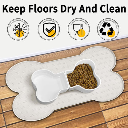 Dog Food Mat Anti-Slip Silicone Dog Bowl Mat Thicker Pet Placemat Waterproof Cat Feeder Pad with