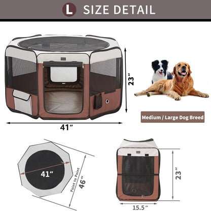 DONORO Dog Playpen 46" Portable Pet Play Pens for Small Medium Dogs, Foldable Exercise Kennel Tent