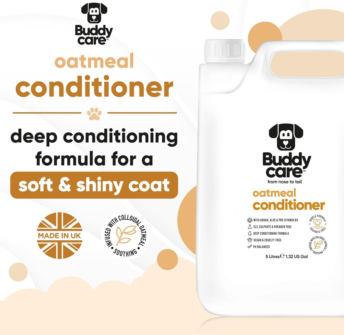 Oatmeal Dog Conditioner (169.07oz) Made with Aloe Vera, Argan Oil & Pro Vitamin B5 to Detangle