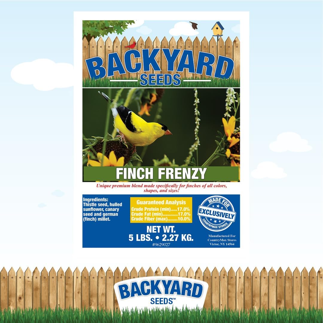 CountryMax Backyard Seeds Finch & Small Songbird Frenzy Wild Bird Seed Mix – 5 lb Bag | Premium