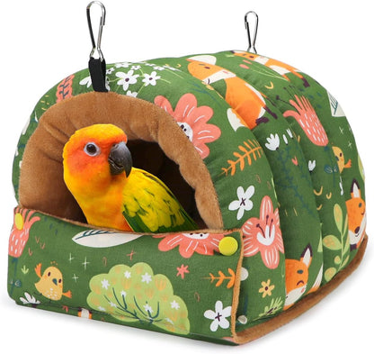 Wontee Bird Nest House Winter Warm Snuggle Hut Bird Bed Hanging Hammock for Parrots Budgies