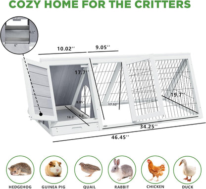 Chicken Coop Indoor Outdoor,Wooden Brooder Box,A-Frame Poultry Quail Cages Duck House with