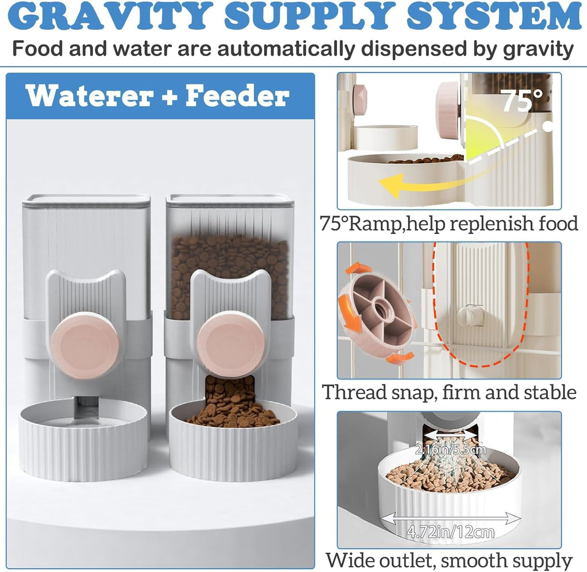 kathson Rabbit Gravity Auto Feeder Set 35oz Hanging Automatic Food Water Dispenser Cage Automatic