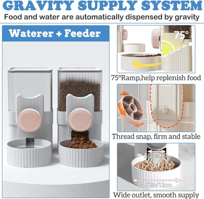 kathson Rabbit Gravity Auto Feeder Set 35oz Hanging Automatic Food Water Dispenser Cage Automatic