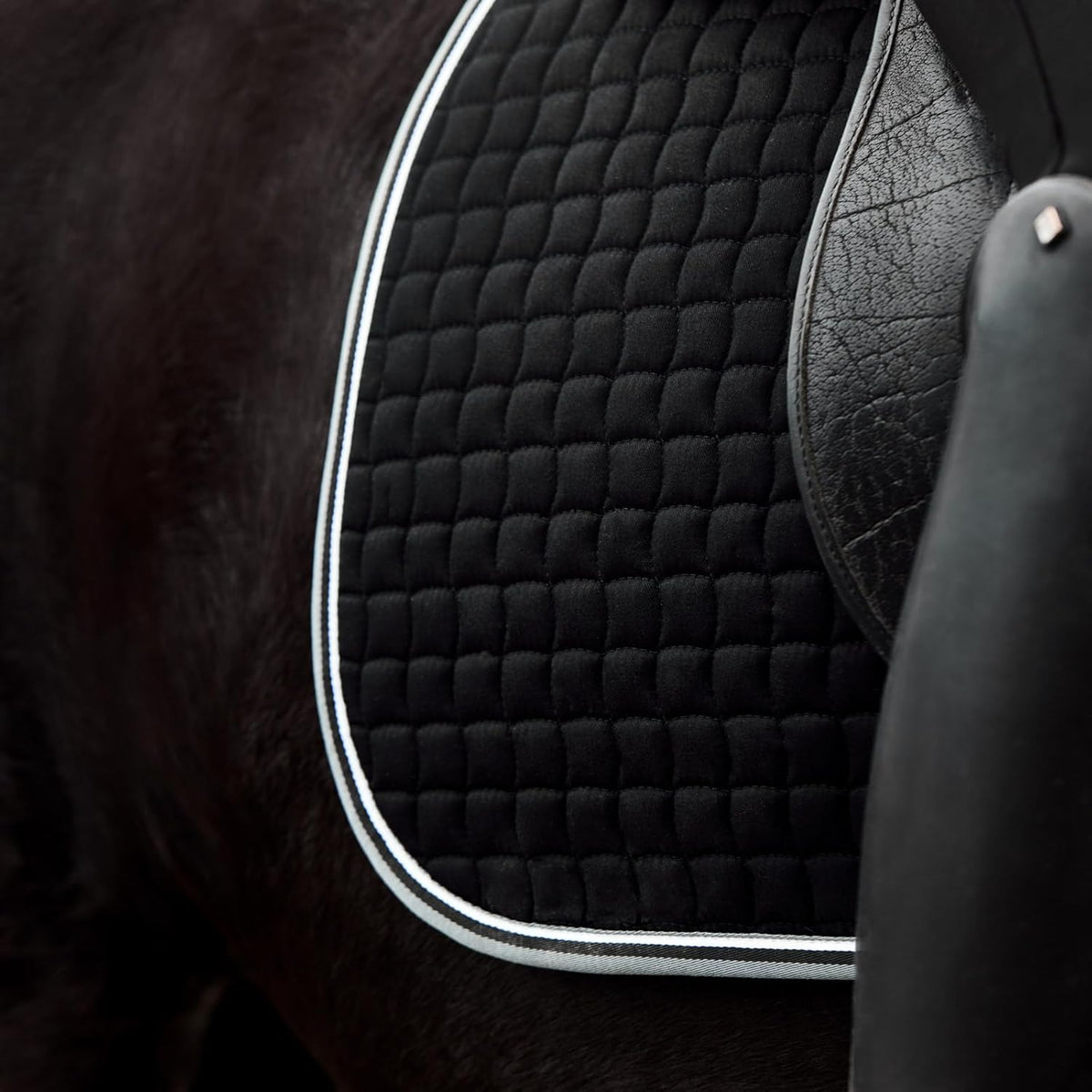 HORZE Adepto Padded All Purpose Quilted Equestrian Saddle Pad for Horses with Two-Tone Trim