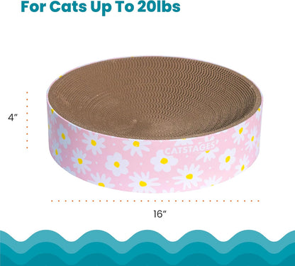 Catstages Scratch & Snuggle Daisy Two-in-One Corrugated Cat Scratcher and Lounging Spot, Floral