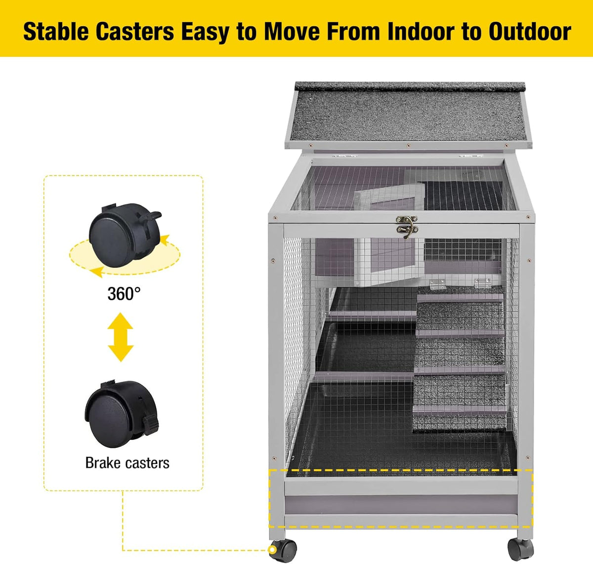 Aivituvin Rabbit Hutch 93.7" Large Rabbit Cage Indoor Outdoor Guinea Pig Cage Chicken Coop on