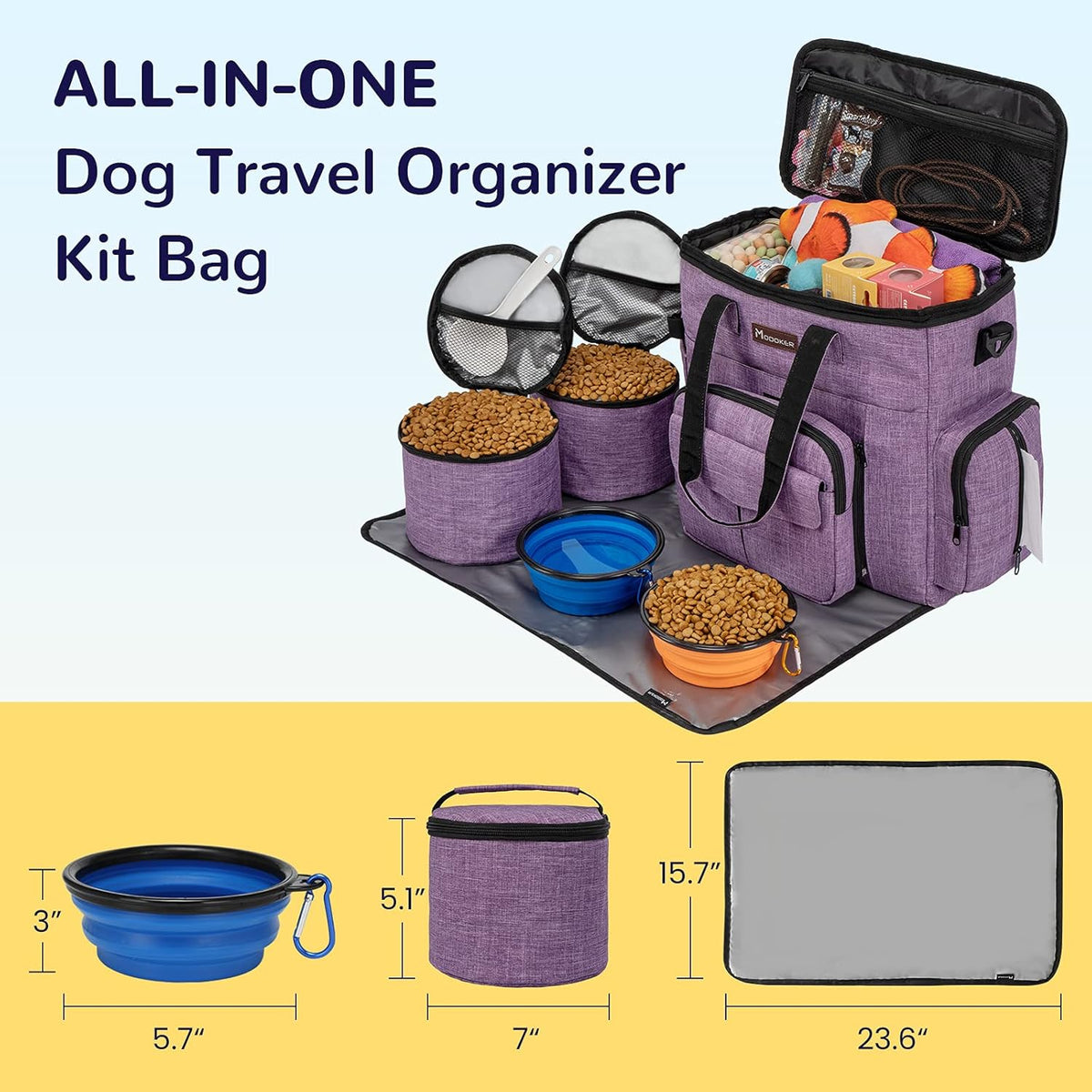 Modoker Dog Travel Organizer Carriers for Supplies & Accessories, Airline Approved Cat Pet Travel