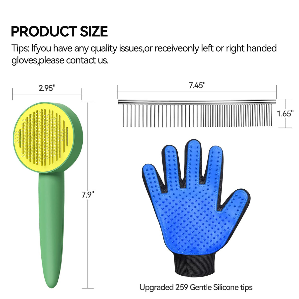Dog & Cat Brush,Pet Grooming Kit 4PCS- Dog Brush for Shedding| A Pair Pet Hair Removal Gloves|