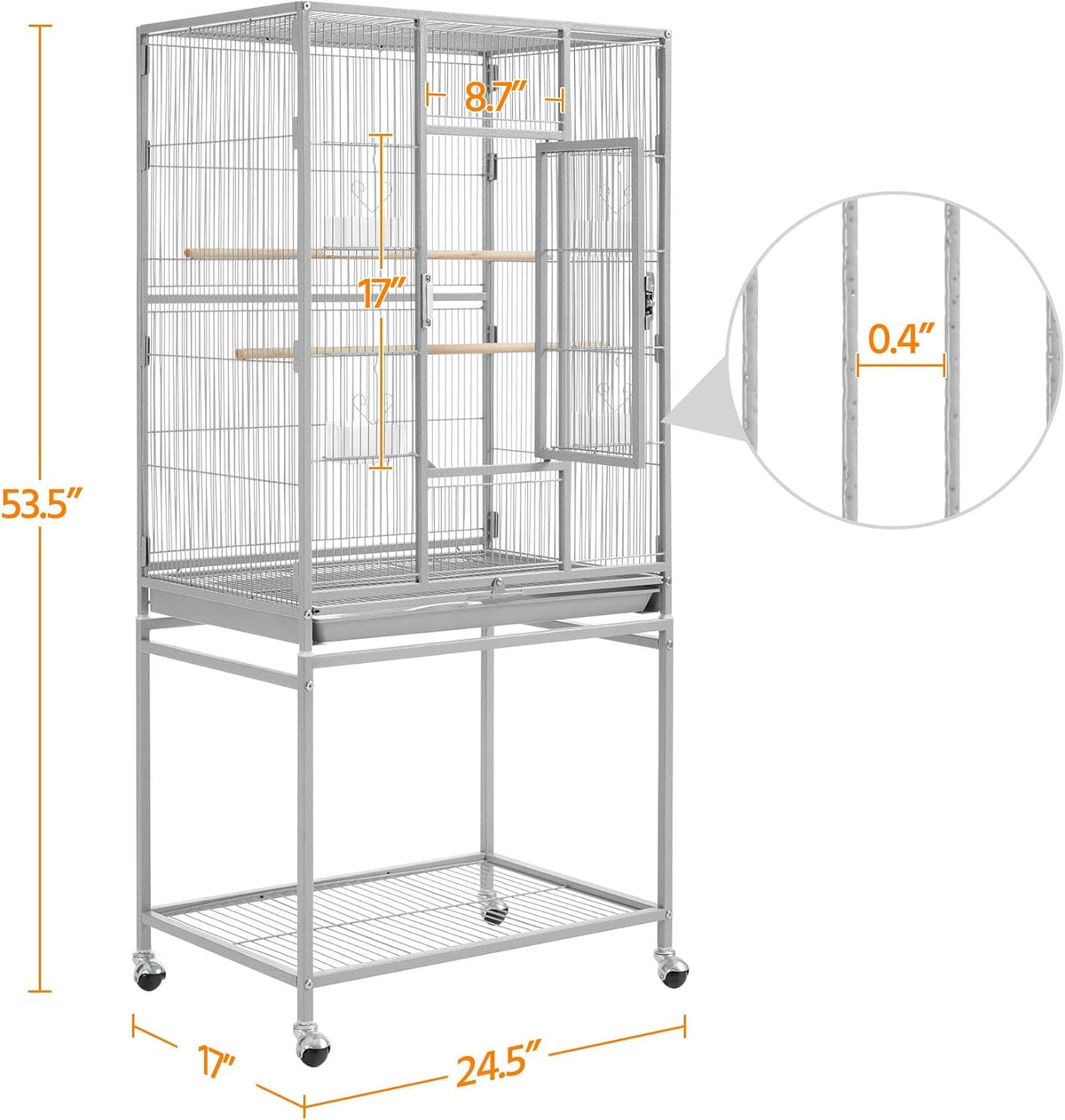 Yaheetech Metal Large Bird Cage Parrot Parakeet Cage w/Stand for Small Parrot Cockatiel Sun
