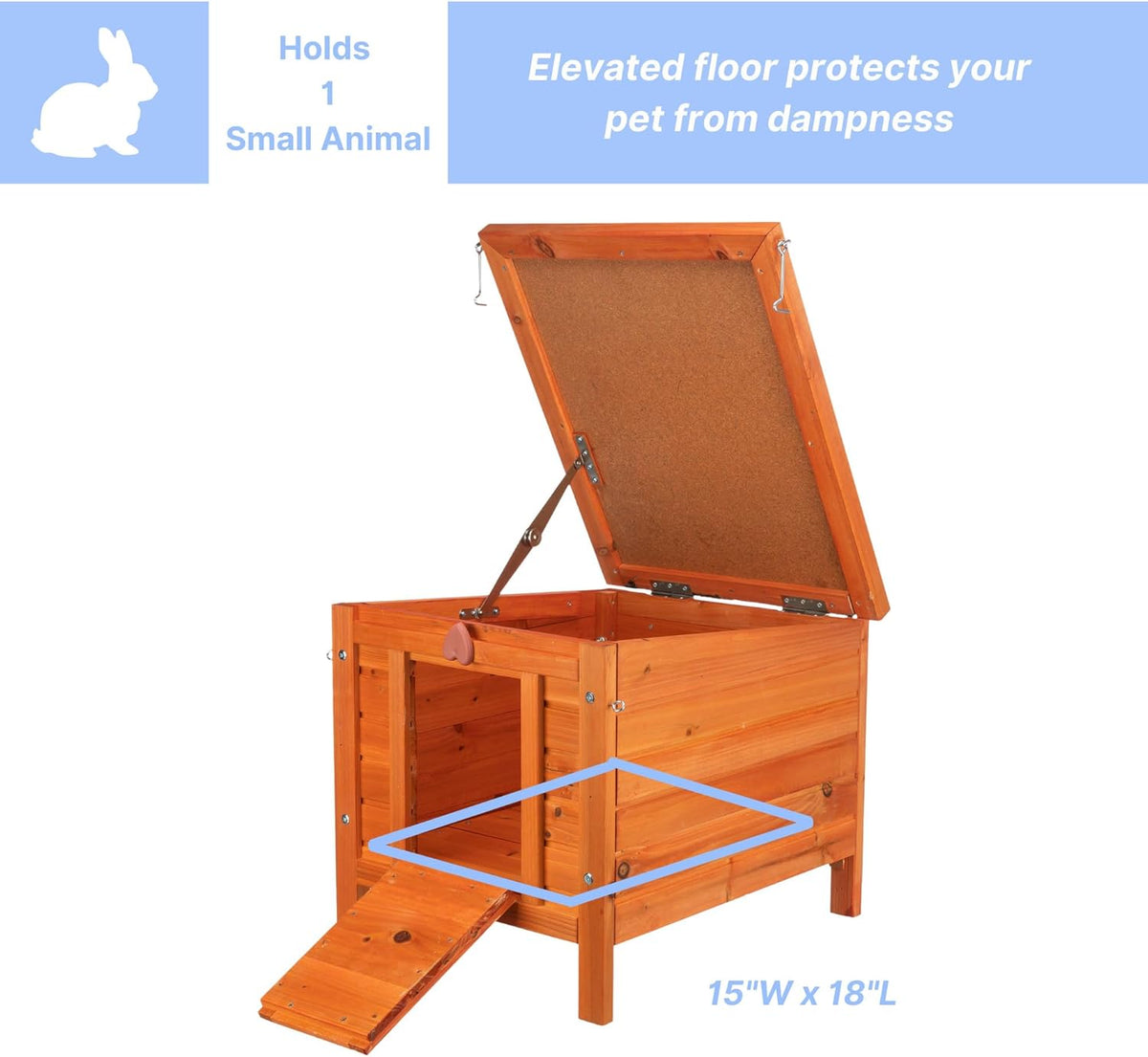 TRIXIE natura XS Small Animal House - Outdoor/Indoor Rabbit Hideout with Hinged Roof & Raised Floor