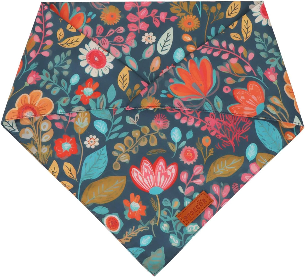 PTDECOR Flower Dog Bandana,2 Pcs Floral Reversible Dog Scarf, Multi Size, Triangle Pet Bandanas for