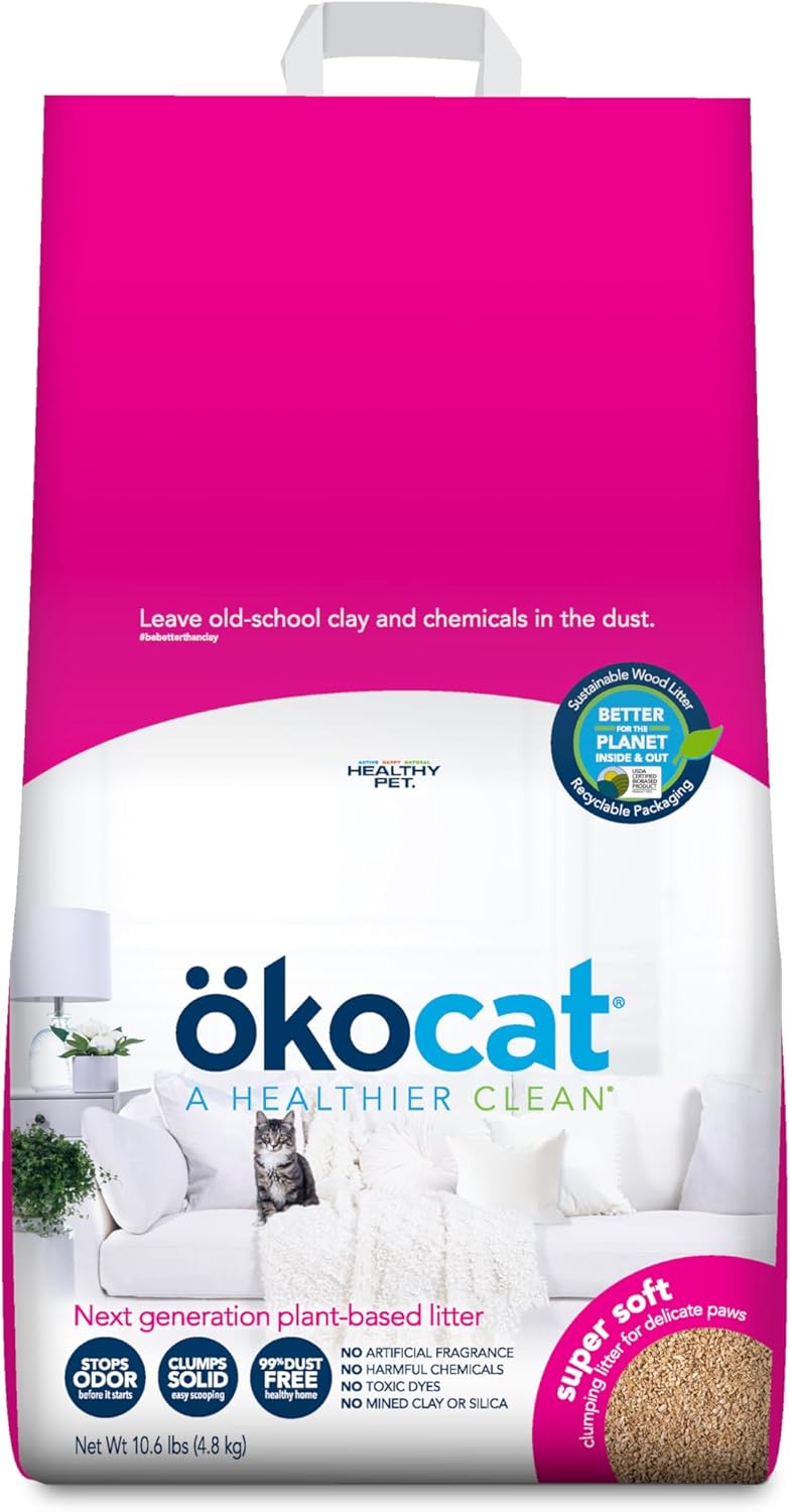ökocat Super Soft Wood Clumping Cat Litter, Unscented, 10.6 pounds - Natural Ingredients, Stops