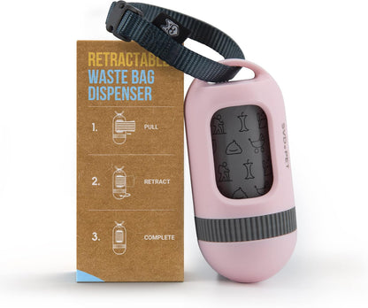SVD.PET Dog Poop Bag Dispenser, Retractable Waste Bag Fits Any Dog Leash, Built-in Waste Bags, Poop