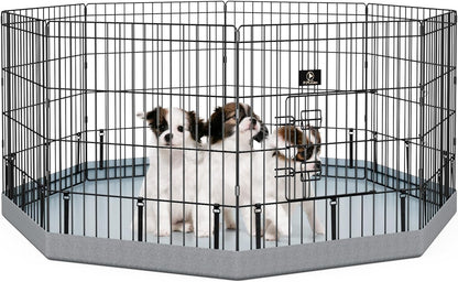 PJYuCien Dog Playpen, 8 Panels 24’’H Dog Pens Indoor with Bottom Pad, Metal Foldable Pet Puppy