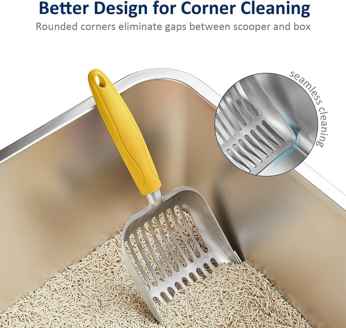 WePet Cat Litter Scoop, Aluminum Alloy Sifter, Kitty Metal Scooper, Deep Shovel, Long Handle, Poop