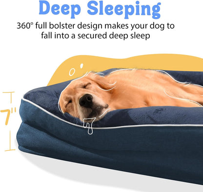 Orthopedic Washable Large Dog Bed - Egg Foam Dog Beds for Large and Medium Dogs Big Pet Beds with