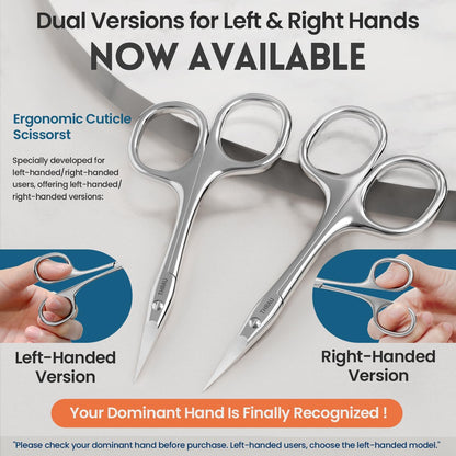 THRAU Left-Handed Cuticle Scissors – Surgical Grade Stainless Steel with Sharp Curved Tip for