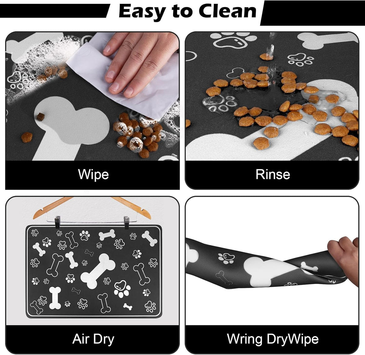 Pet Feeding Mat,Rapid Absorbent Mats for Dog Cat Food, Dog Placemat Water Bowl Mat with Rubber