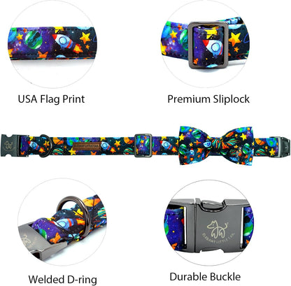 Elegant little tail Dog Collar, Boy Pet Collrs Blue Durable Soft Bowtie Dog Collar Adjustable Dog