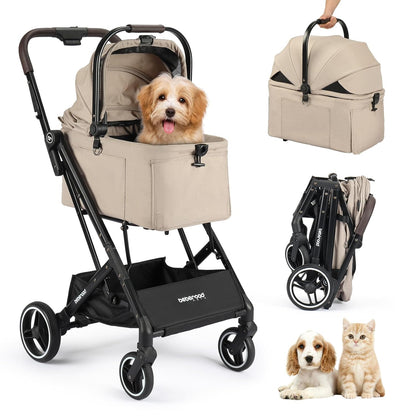 X2 Pet Stroller, Dog Cat Stroller for Small Pets Under 44lbs, Equipped with Detachable & Foldable