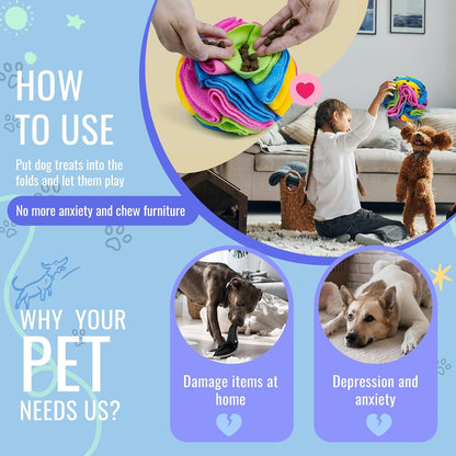 Pet Snuffle Ball, Puzzle Sniffing Interactive Dog Ball for Blind Dogs Training Stress Relief Dog