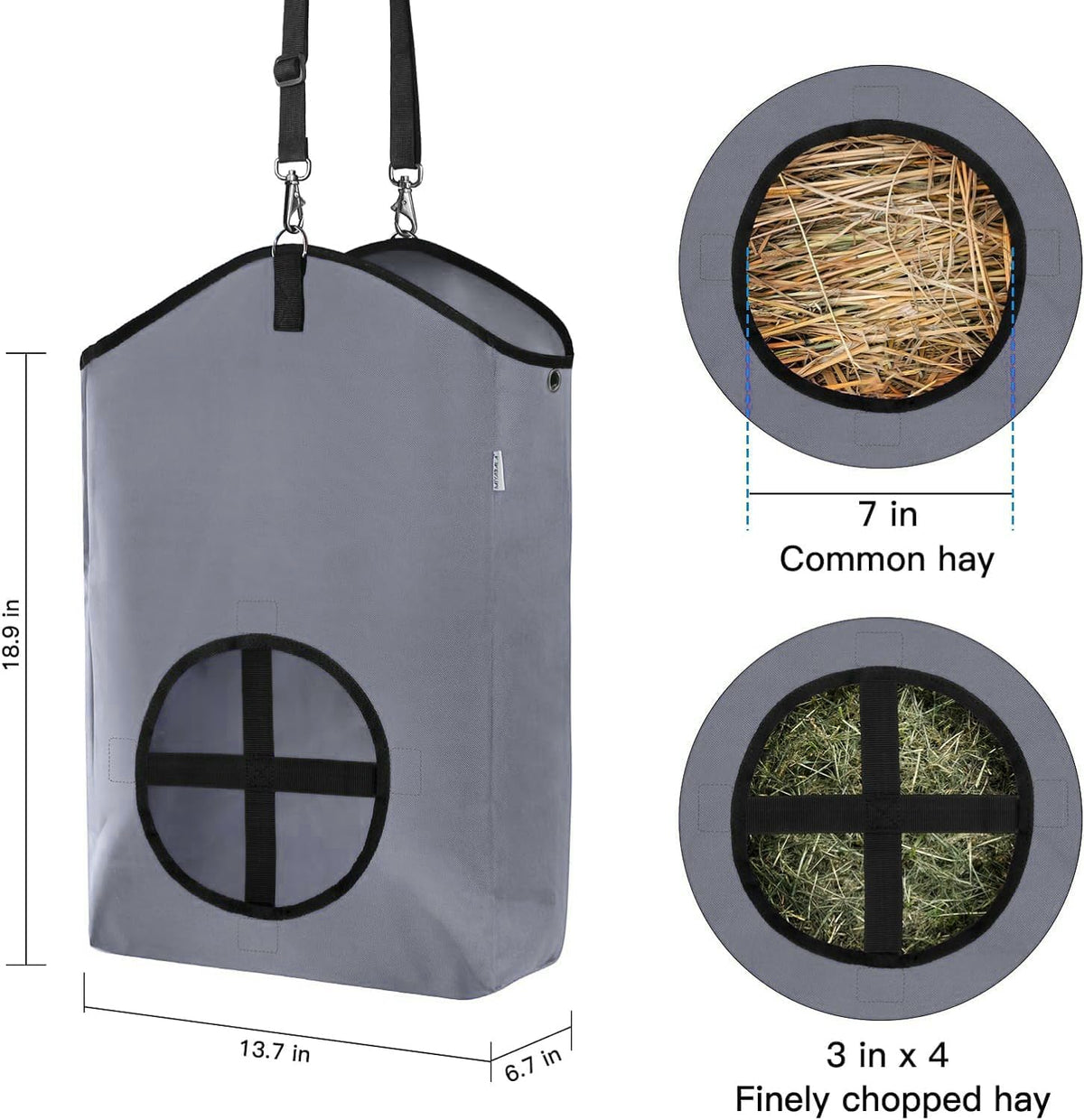3 Packs Goat Hay Feeder,Hay Bags for Goats,Horses,Sheep,Premium 600D Oxford Cloth,with Metal