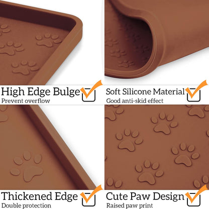 Ptlom Pet Placemat for Dog and Cat, Waterproof Silicone Pet Feeding Bowl Mats for Food and Water