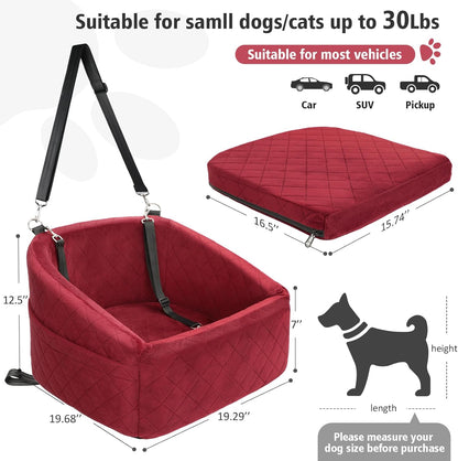 Dog Car Seat for Small Medium Dogs,Detachable Washable Dog Booster Seat Under 30lbs, Pet Car Seats
