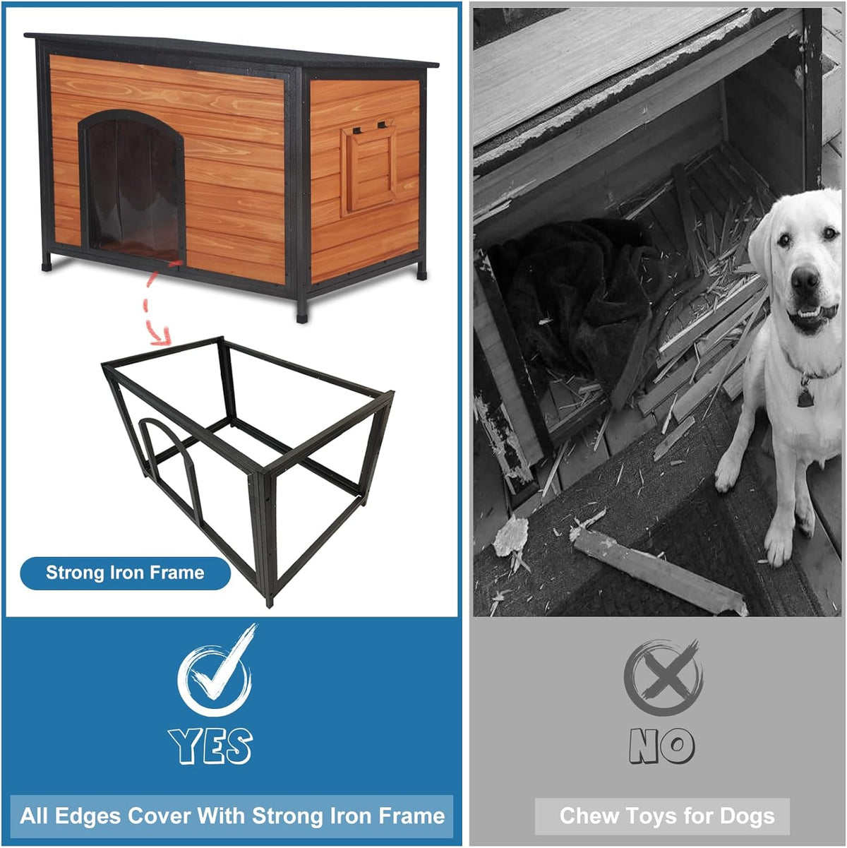 Dog House Outdoor Insulated 43.3" L Large Dog Kennel 6 Sides All-Round Foam Winter Weatherproof for