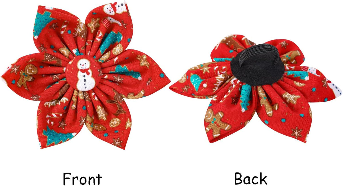 Lionet Paws Christmas Dog Collar with Flower, Dog Flower Collar with Metal Buckle for Dogs