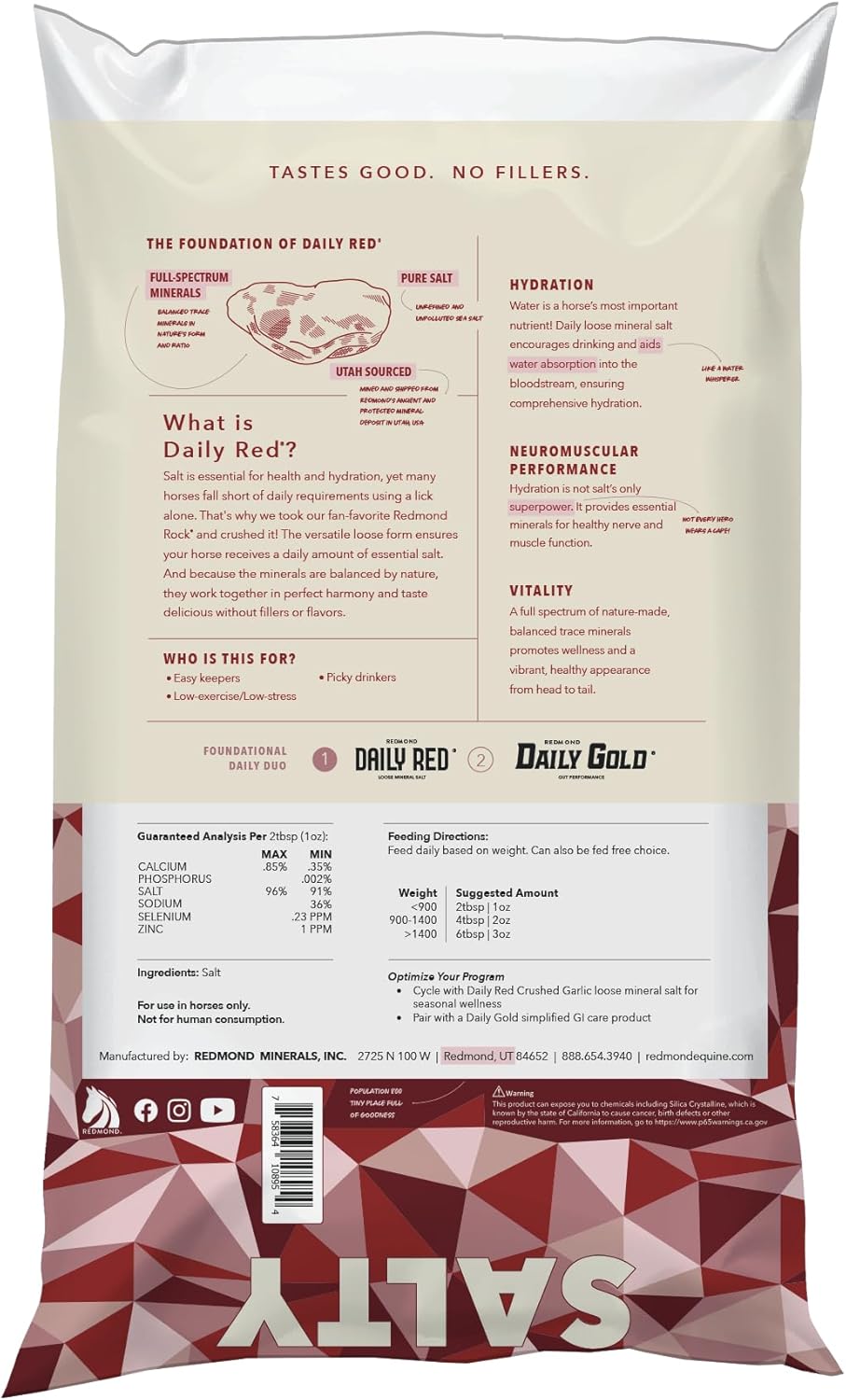 Daily Red Crushed Loose Minerals | Mineral Salt + Electrolyte Supplement for Horses (25LB Refill