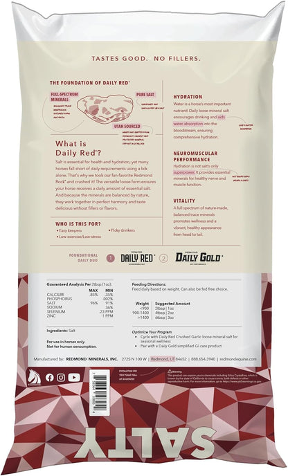 Daily Red Crushed Loose Minerals | Mineral Salt + Electrolyte Supplement for Horses (25LB Refill
