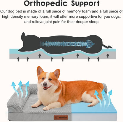 Orthopedic Dog Bed, 3 Inch Memory Foam Dog Beds for Large Dogs, Washable Removable Cover, Nonskid