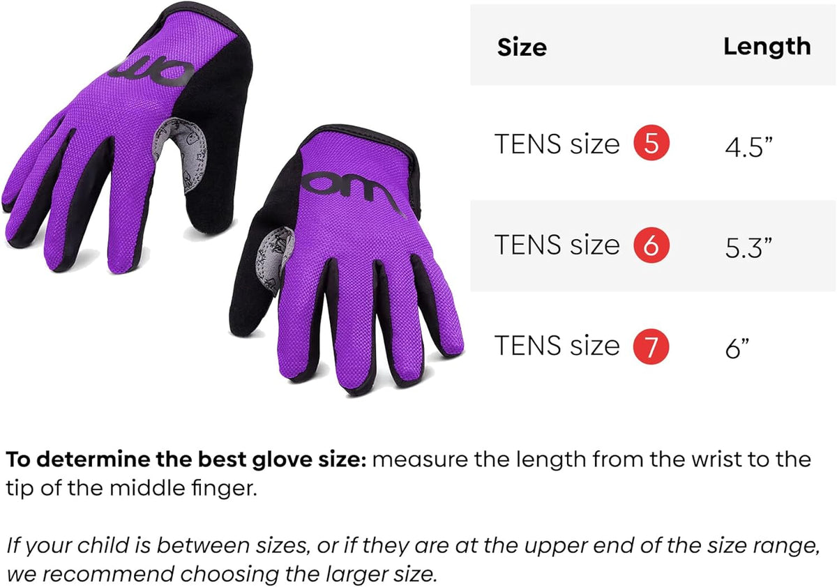 woom TENS Bike Gloves, Child’s & Youth Bicycle Full Finger Protection with Grip for Road Cycling &
