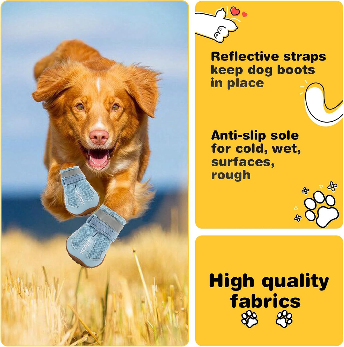 Hcpet Dog Shoes, Dog Boots for Large Dogs, Breathable Dog Booties Paw Protector for Summer Hot