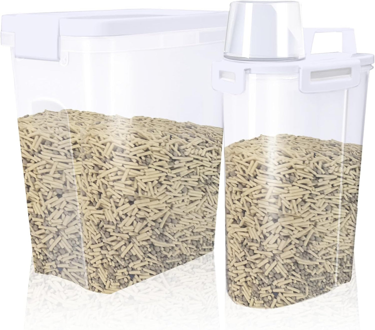 2 Pcs Cat Litter Storage Container with Airtight Lid Cat Litter Storage Bin with Spout Sealable
