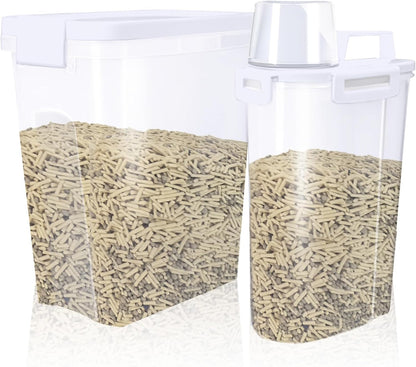 2 Pcs Cat Litter Storage Container with Airtight Lid Cat Litter Storage Bin with Spout Sealable