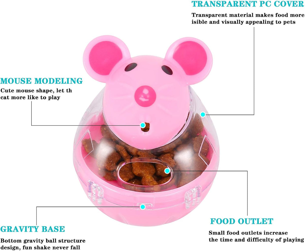 2Pcs Cat Treat Dispenser Toy, Mouse Shape Cat Interactive Toy and Food Dispenser for Pet Increases